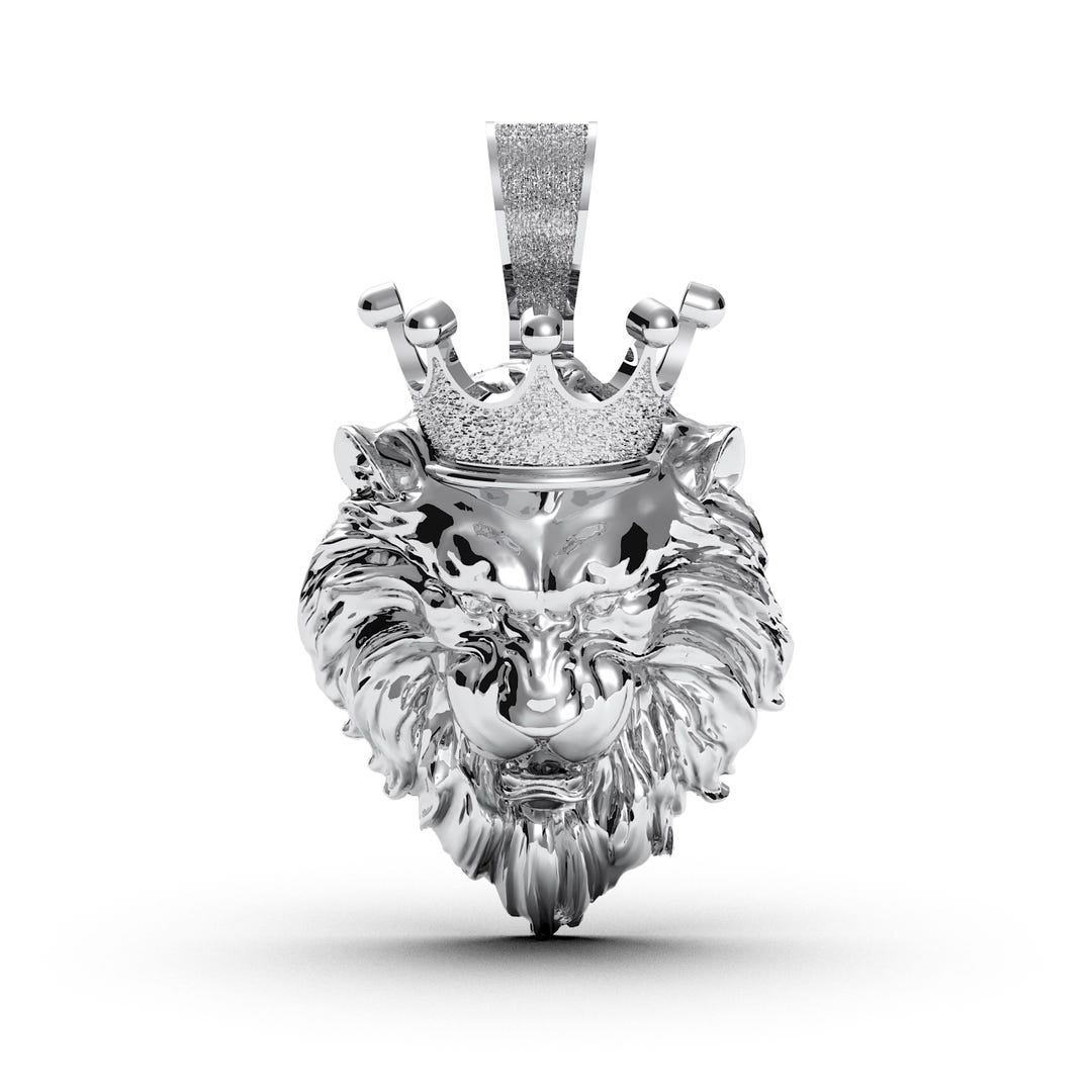 792199c01 Lion King Pendant in 925 Sterling Silver, Bold Necklace With Crowned ...