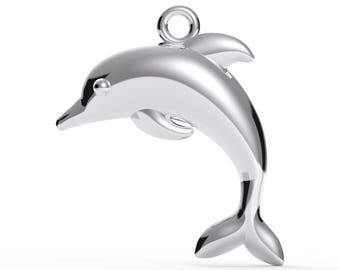 Sterling Silver Dolphin Pendant: Minimalist Ocean Necklace