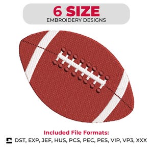 Disegno di Ricamo a Macchina Palla da Rugby , 6 Dimensioni | Download Immediato