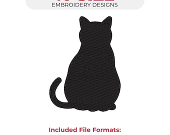 Kattensilhouet borduurwerk – 1 ontwerp, 10 maten – Borduurpatroon voor de borduurmachine – Direct te downloaden
