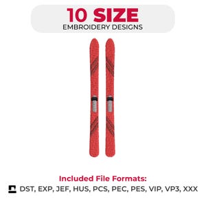 Machine Embroidery Design, Skis, Ski Gear, Ski Embroidery, Winter Sport, 10 Sizes