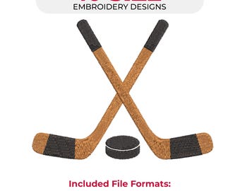Machine Embroidery Design, Hockey Sticks, Hockey Gear, Hockey Embroidery, Sports Motif, 10 Sizes