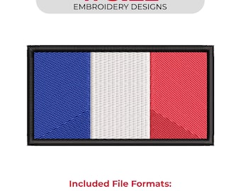 ミニフランス国旗機械刺繍 - 三色旗フィルステッチサテンアウトライン