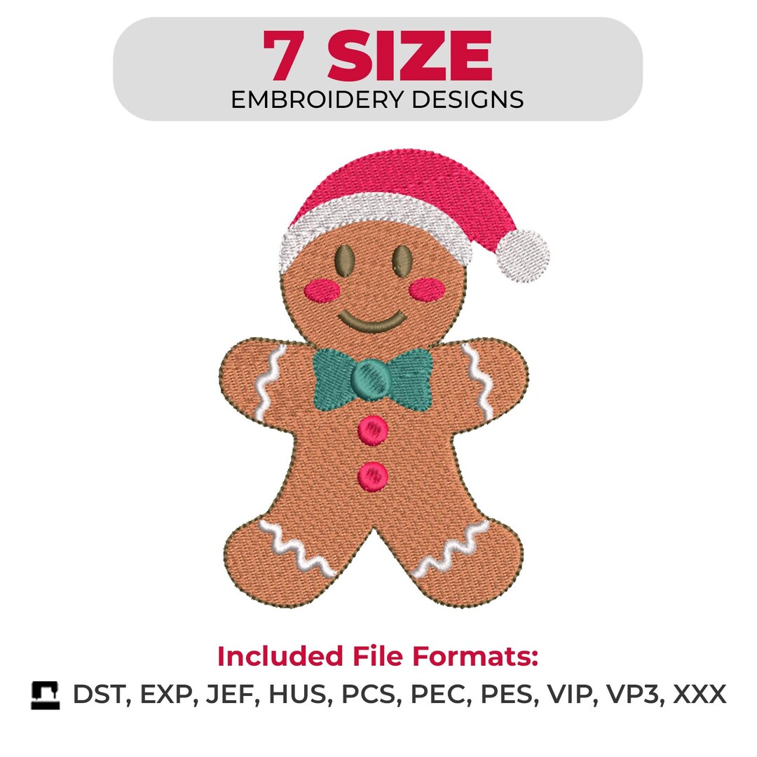 Machine Embroidery Design of a Gingerbread Man – 7 Sizes, Instant ...