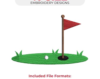 Borduurpatroon golfbaan – 1 ontwerp, 10 maten – Borduurbestanden voor de borduurmachine – Direct te downloaden