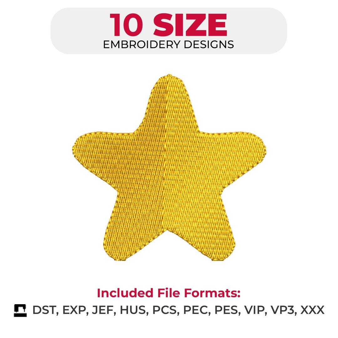 Rounded Star Embroidery Design – Baby Minimal Style – 1 Design, 10 ...