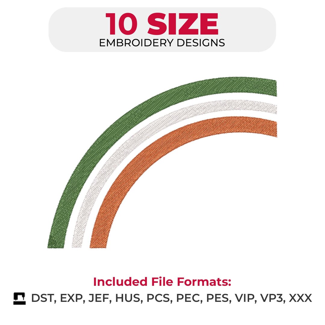Rainbow Embroidery – 1 Design, 10 Sizes – Machine Embroidery File ...