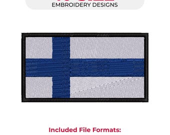 Borduurpatroon van de Finse vlag – 1 ontwerp, 10 maten – Borduurbestanden voor de borduurmachine – Direct te downloaden