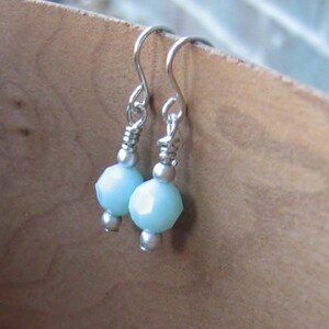 Mint Alabaster Swarovskil Bead & Sterling Silver Earrings