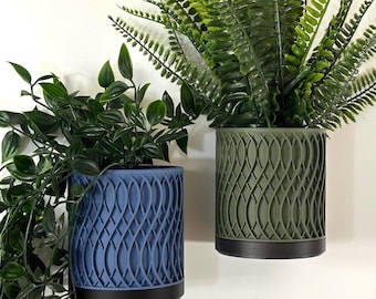Wave Wall Planter: 3D Printed Minimalist Home Decor, Hidden Drip Tray