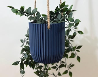 Modern Minimalist Hanging Planter with Hidden Removable Drip Tray for Drainage