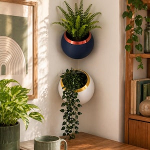 Fioriera angolare sferica: vaso bicolore da parete