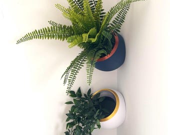 Spherical Corner Planter: Two-Tone Wall-Mounted Plant Pot