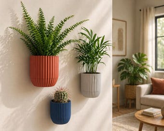 Modern Wall-Mounted Planter with Hidden Drip Tray - Custom Colour Plant Pot