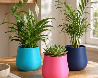3D Printed Colorful Planter: Bulbous Indoor Plant Pot, Modern Decor