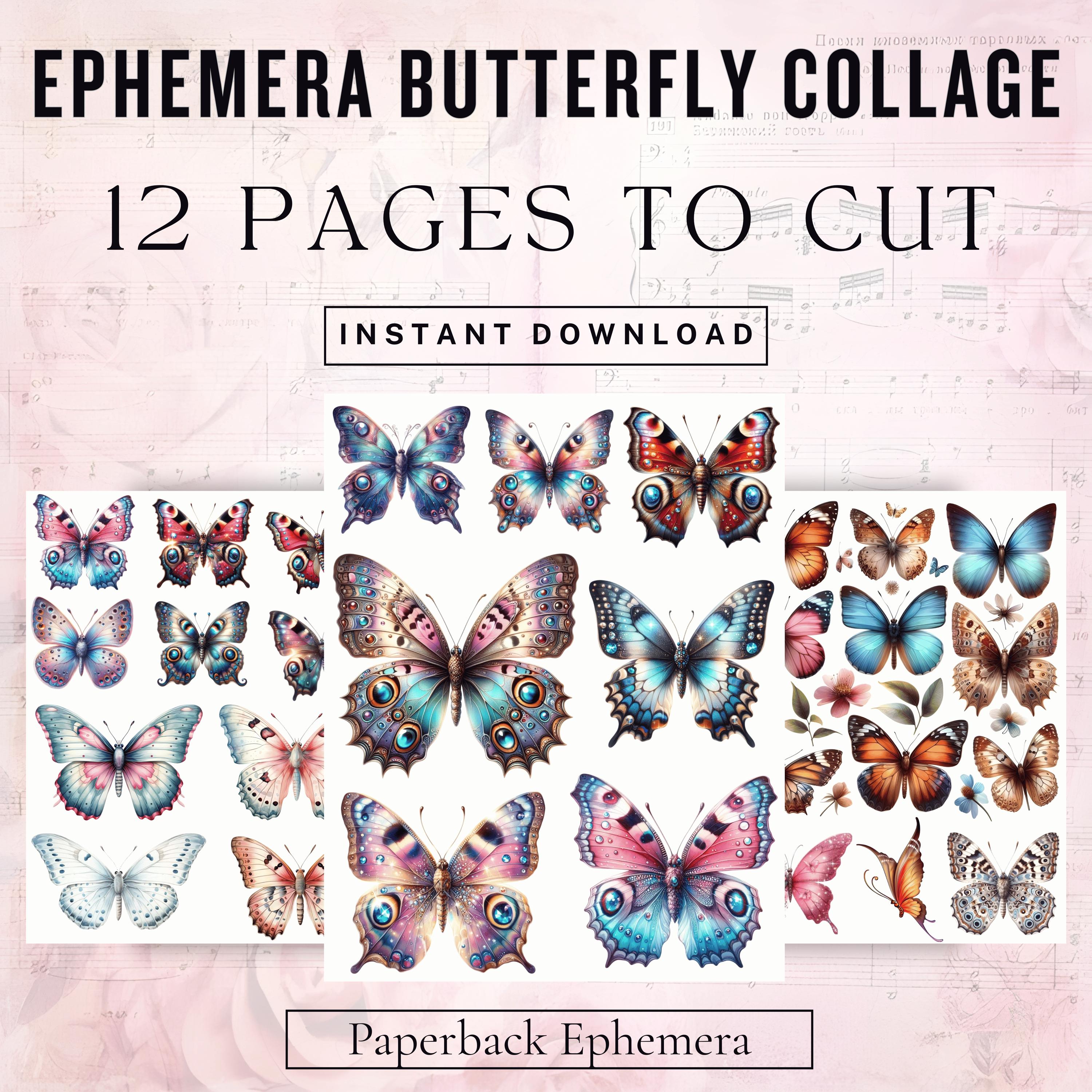 Vintage Butterfly Ephemera: Printable Collage Sheets for Junk Journals ...