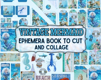 Vintage Mermaid Ephemera: Ocean Botanical Collage Sheets (Digital Download)