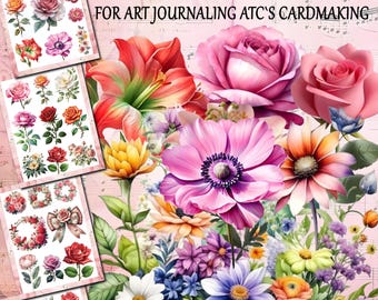 Efímeras de flores botánicas vintage: hojas de collage imprimibles para diarios basura y diarios artísticos