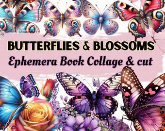 Vintage Schmetterling Ephemera: Druckvorlage für Junk Journal (PDF Download)
