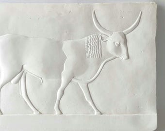 Bull – Egyptian Relief Sculpture, Plaster Wall Art Replica