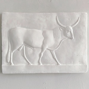 Egyptian Bull Relief Sculpture, Plaster Wall Art Replica