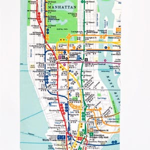 New York Subway Map Strandtuch - NYC Manhattan Reisetuch, 70 x 140 cm, Baumwollmischung, buntes Stadtplan-Handtuch, Urban Style Sommer Geschenk