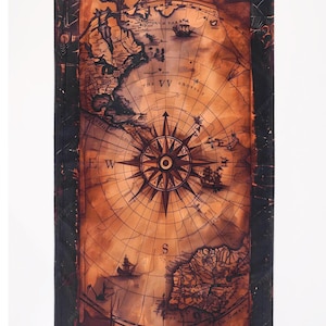 Strandhanddoek vintage kaart – 70 x 140 cm piratenkompashanddoek – nautisch avontuur handdoek katoenmix – zeereiscadeau oude wereld