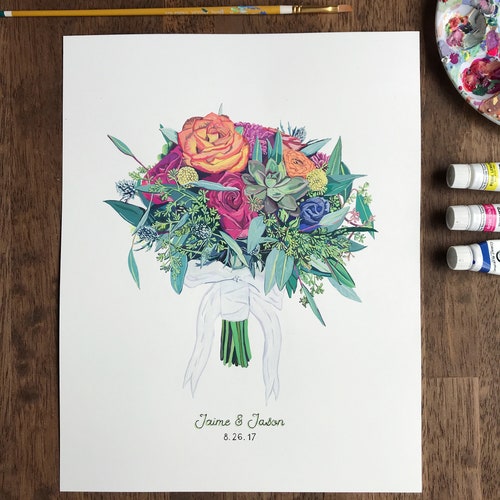 Acrylic Wedding Bouquet Painting Etsy