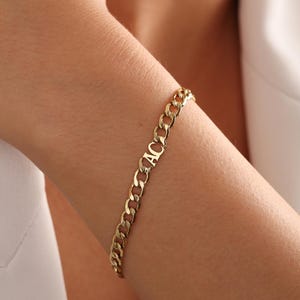 Pulsera con inicial personalizada, pulsera unisex con letras, delicada pulsera de cadena, joyería con nombre personalizado en oro o plata, regalo para ella o para él.