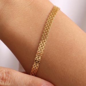 14K Solid Gold Bismark Bracelet - Dainty Snake Chain