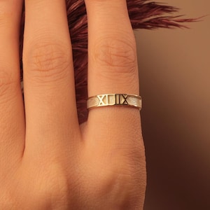 Datumsring mit römischen Ziffern: 585er Gold, Roségold oder Sterlingsilber