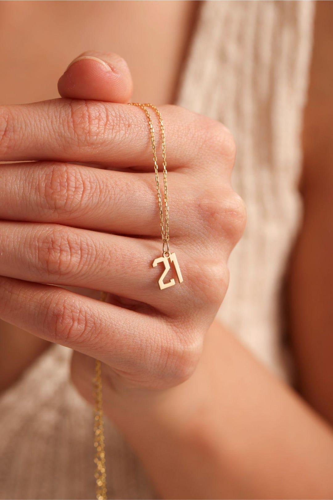 Custom Number Pendant Necklace, 14K Gold Plated Jewelry - Etsy