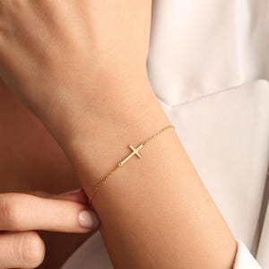 Dainty Gold Cross Bracelet: Sterling Silver Religious Jewelry