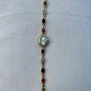 Women's Vintage Gold Gemstone Wrist Watch, Gold Watch, Vintage Watch, Wrist Watch, Dainty Gold Watch, Women's Vintage Watch, Adjustable