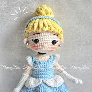 Cinderella Doll Crochet Princess Cute Blue Amigurumi Handmade Gift Decor