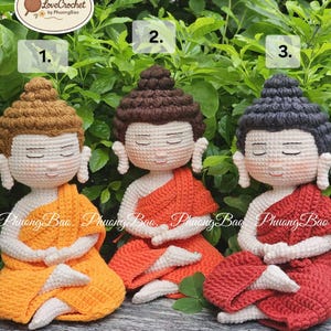 Boeddha-popdecoratie, zenstijl, Boeddha handgemaakt, amigurumi-boeddha, yogakamerinrichting, gehaakte Boeddha-pop, boeddha-doe-het-zelf haken, meditatie