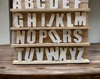 JESIN Magnetic Letters – Handmade Resin Letters with Colorful Confetti – Personalized Fridge Magnets