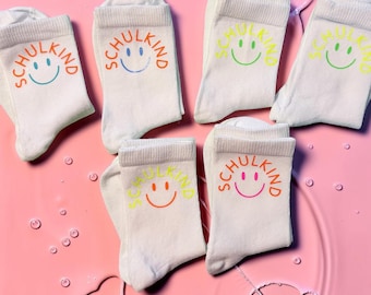 Calcetines escolares | Calcetines personalizados de algodón orgánico para escolares | Calcetines blancos con estampado personalizado | Regalo de regreso a clases | Talla 31/33