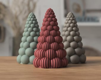 Decoración minimalista para árbol de Navidad: decoración navideña escandinava hecha de PLA, árbol de Navidad moderno en 3D.