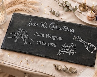 Personalised Birthday Gift | Engraved Slate Sign with Name and Date | Slate Plaque | Gift for 18th 30th 50th 60th Birthday