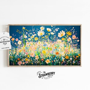 Kleurrijke wilde bloemen frame tv-kunst, zomer pastel Cottagecore Samsung frame tv-kunst digitale download