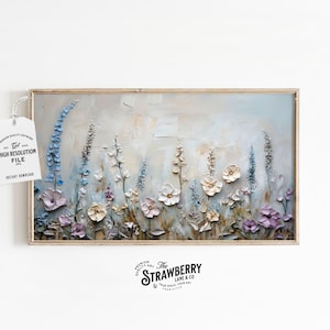 Frame TV Art Textured Wildflowers Painting, Spring and Summer Pastel Frame TV Instant Download, Samsung Frame TV Art