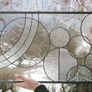 Circle Study Arts and Crafts Style--16.25&quot; x 25.5&quot;-Stained Glass Window Panel