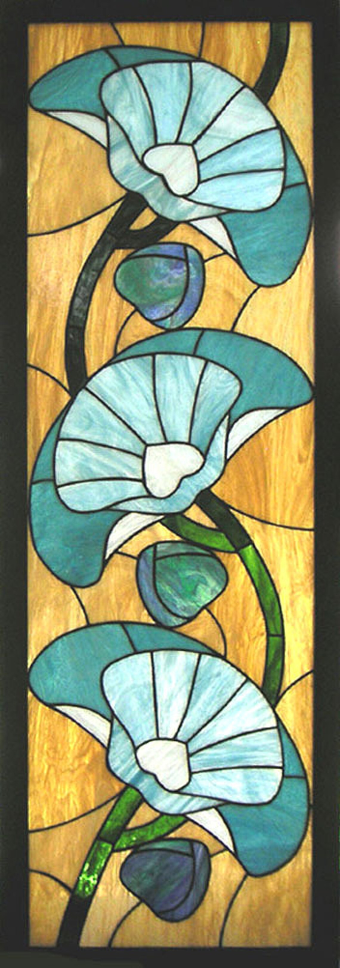 Stained Glass Window Panelart Deco Poppies 16.5 X Etsy