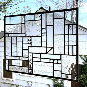 Mission Style Geo Clear textured - Two panels--14&quot; wide x 17&quot; tall