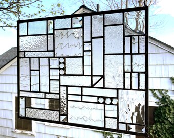 Mission Style Geo Clear textured - Two panels--14" wide x 17" tall