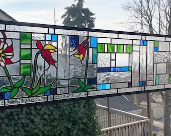 Mission Geometric Style with Columbine panel - 59  5/8" wide x 10. 1/8" tall