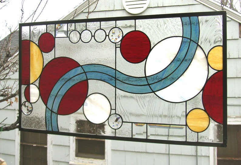 Panel de vidriera Estudio de dieciséis círculos en color 16 x 30 imagen 2