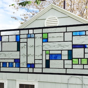 Stained Glass Panel-- Mission Style Geometric Transom--10&quot; x  36&quot;