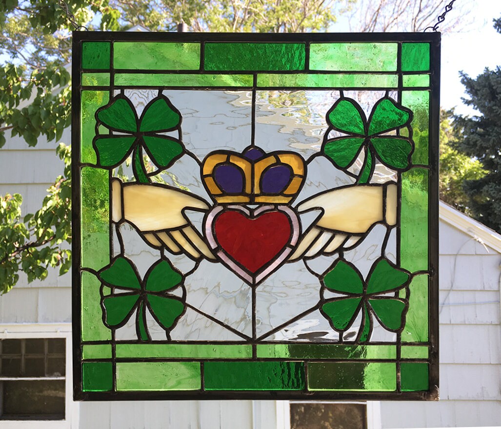 Stained Glass Window PanelCladdagh Symbol 14 x Etsy
